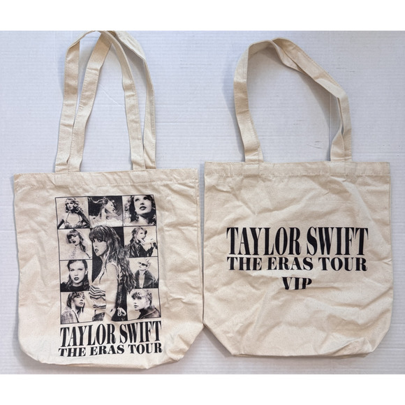 Taylor Swift Eras Tour VIP Tote Bag Concert Merch Canvas Collage Set of 2 - Picture 6 of 9